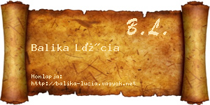Balika Lúcia névjegykártya
